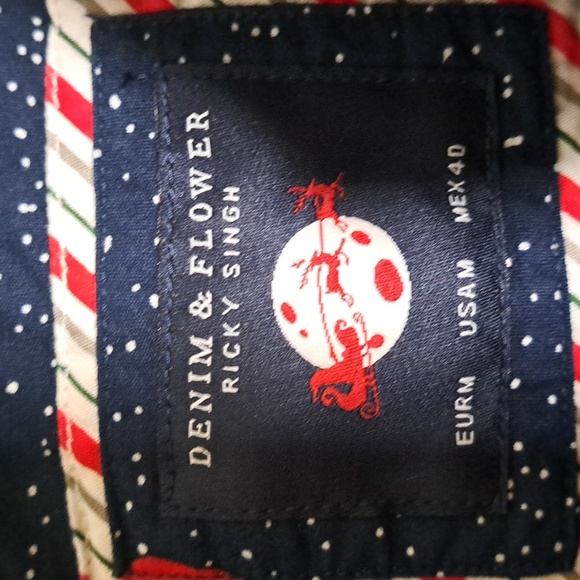 Denim and Flower 100% Cotton Short Sleeve Christmas Button Shirt - Picture 4 of 7